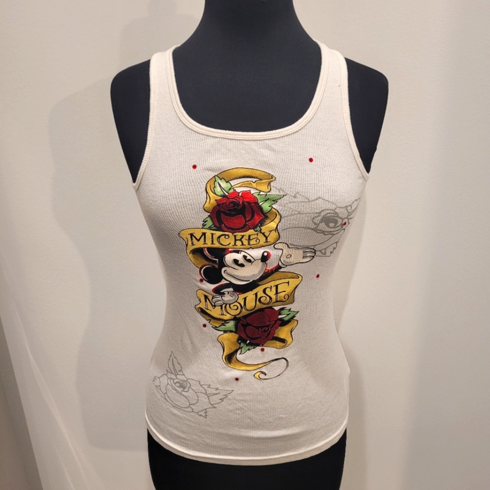 Vintage Disney Mickey Mouse Red Rose Tank Top